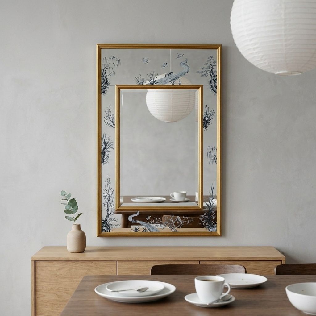 Lisière Botanical & Avian Motif Rectangular Wall Mirror