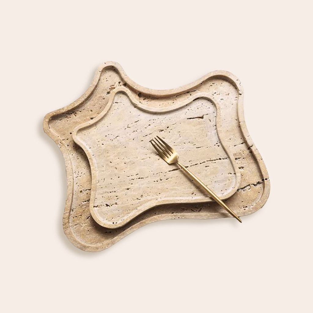 Alacati Irregular Wavy Travertine Tray