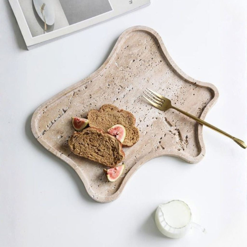 Alacati Irregular Wavy Travertine Tray