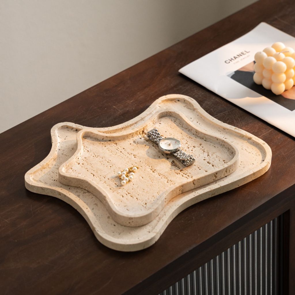 Alacati Irregular Wavy Travertine Tray