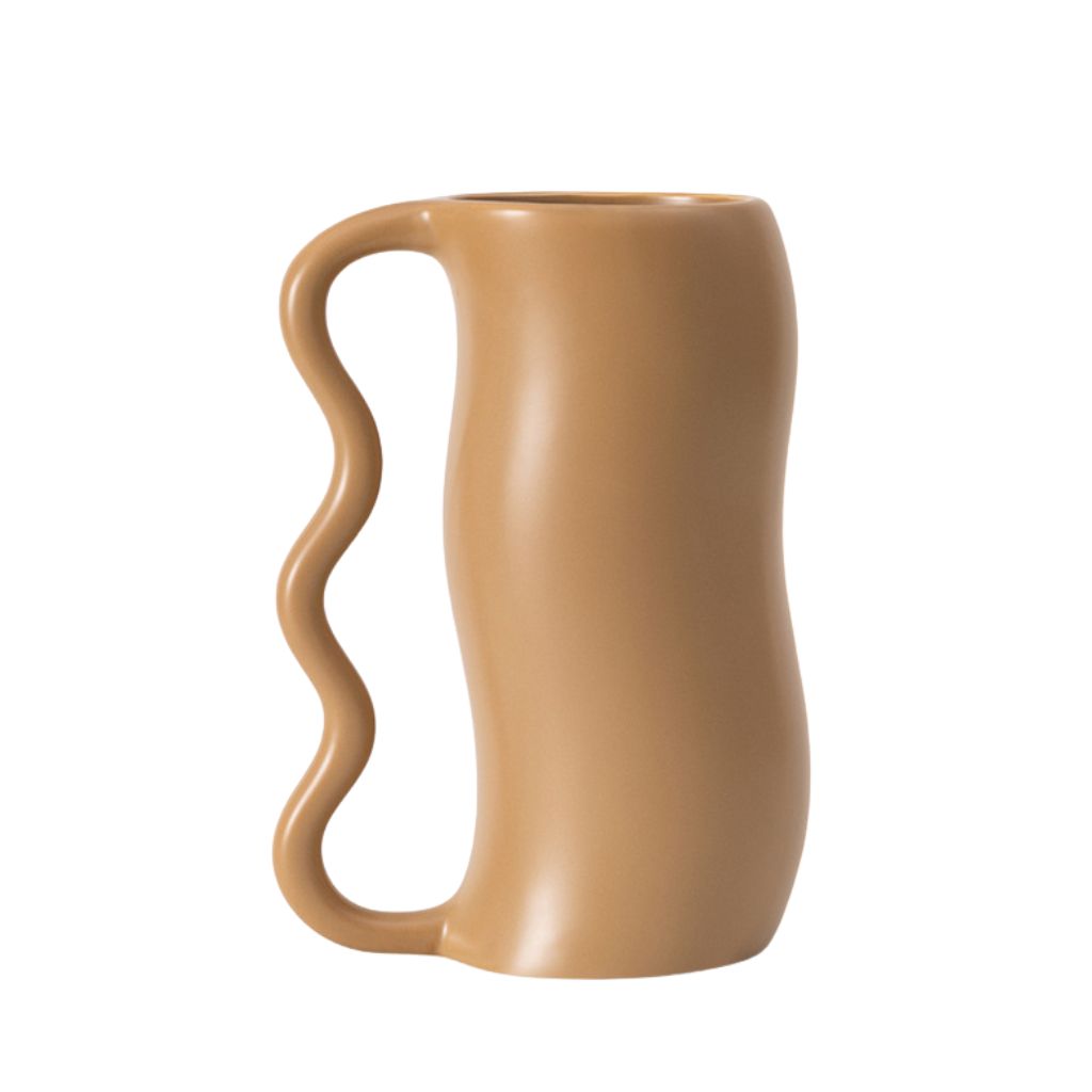 Serpa Wavy-Handle Sculptural Glazed Vase