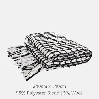 Beatrice Grid Fringe Throw Blanket