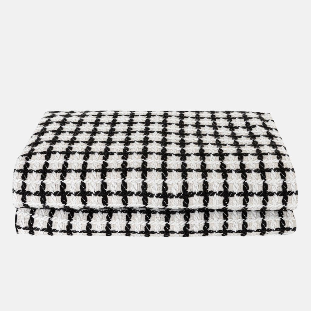 Beatrice Grid Fringe Throw Blanket