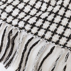 Beatrice Grid Fringe Throw Blanket