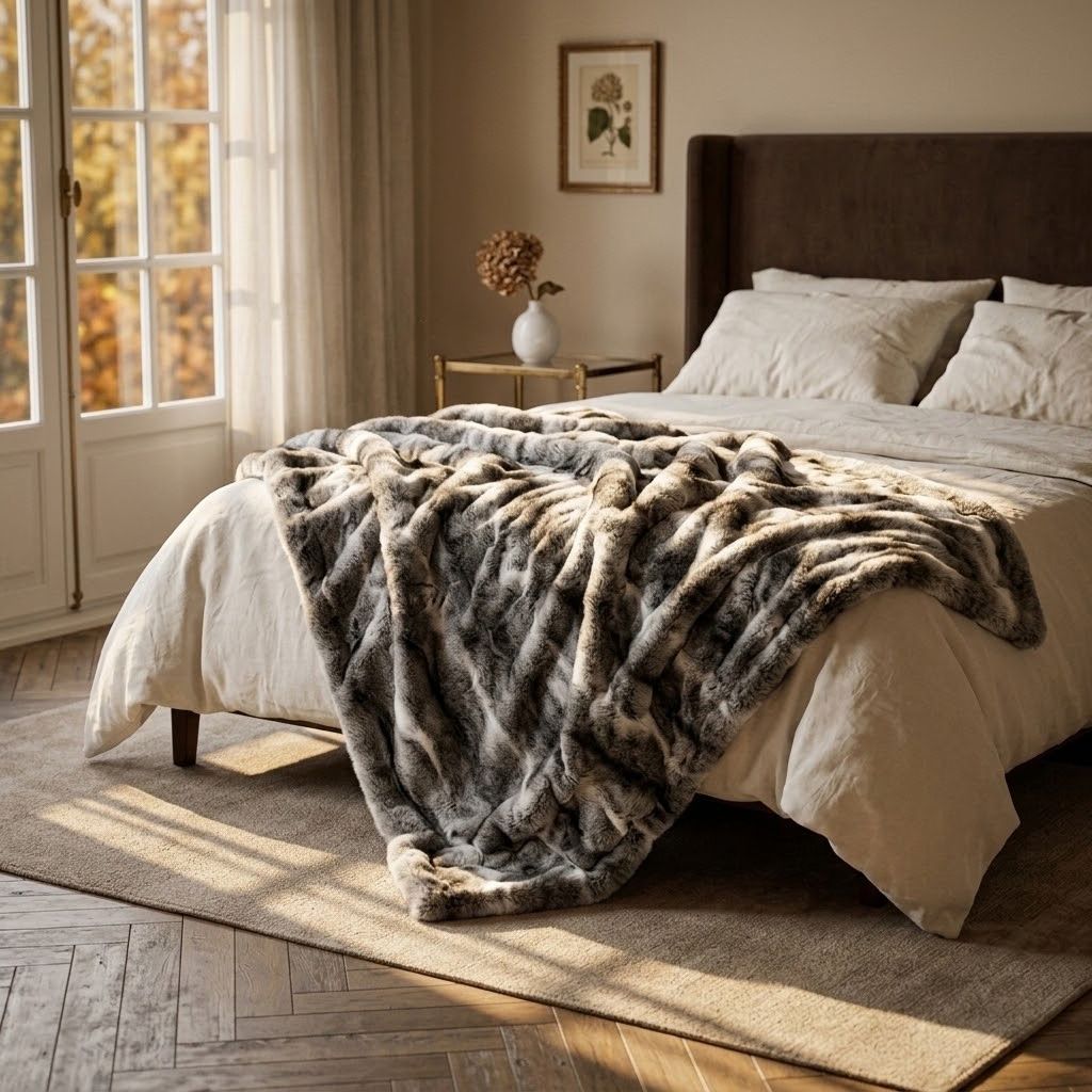 Fauve Rabbit Fur Throw Blanket