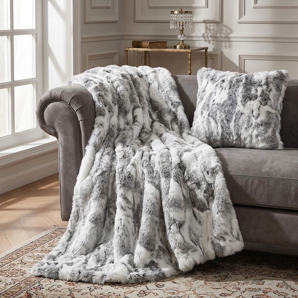 Fauve Rabbit Fur Throw Blanket