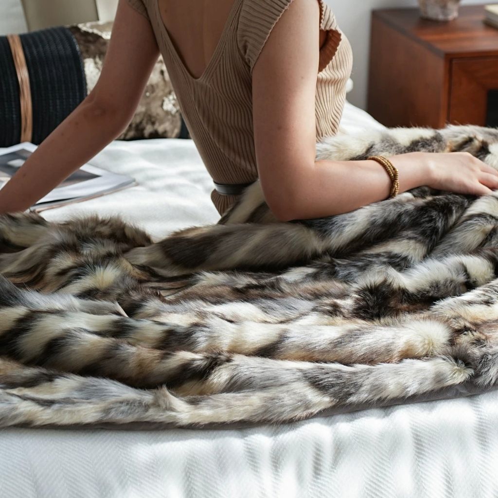 Fauve Faux Fur Throw Blanket
