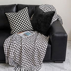 Beatrice Grid Fringe Throw Blanket