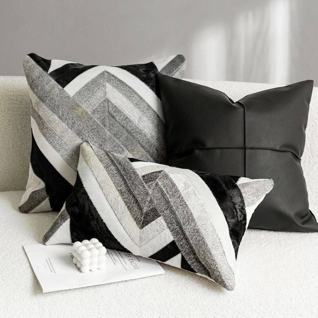 Branca Chevron Cowhide Throw Pillow