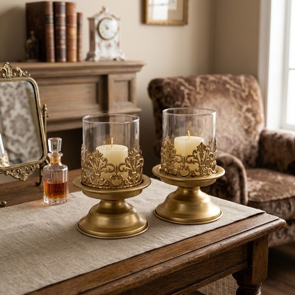 Anouk Pedestal Hurricane Candle Holder Set