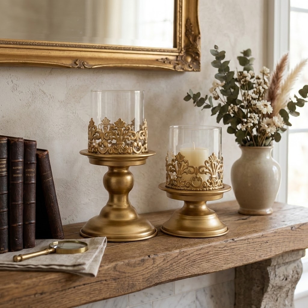 Anouk Pedestal Hurricane Candle Holder Set