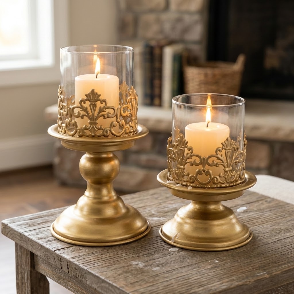 Anouk Pedestal Hurricane Candle Holder Set