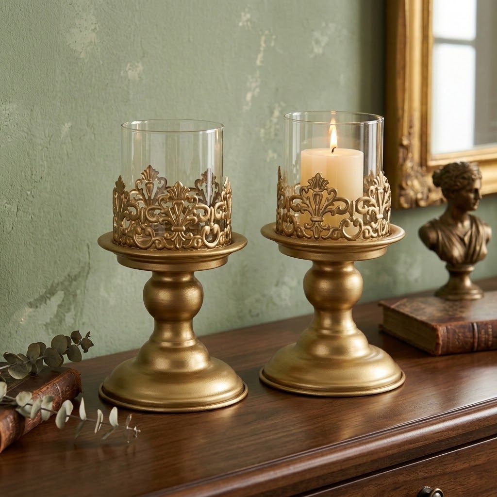 Anouk Pedestal Hurricane Candle Holder Set