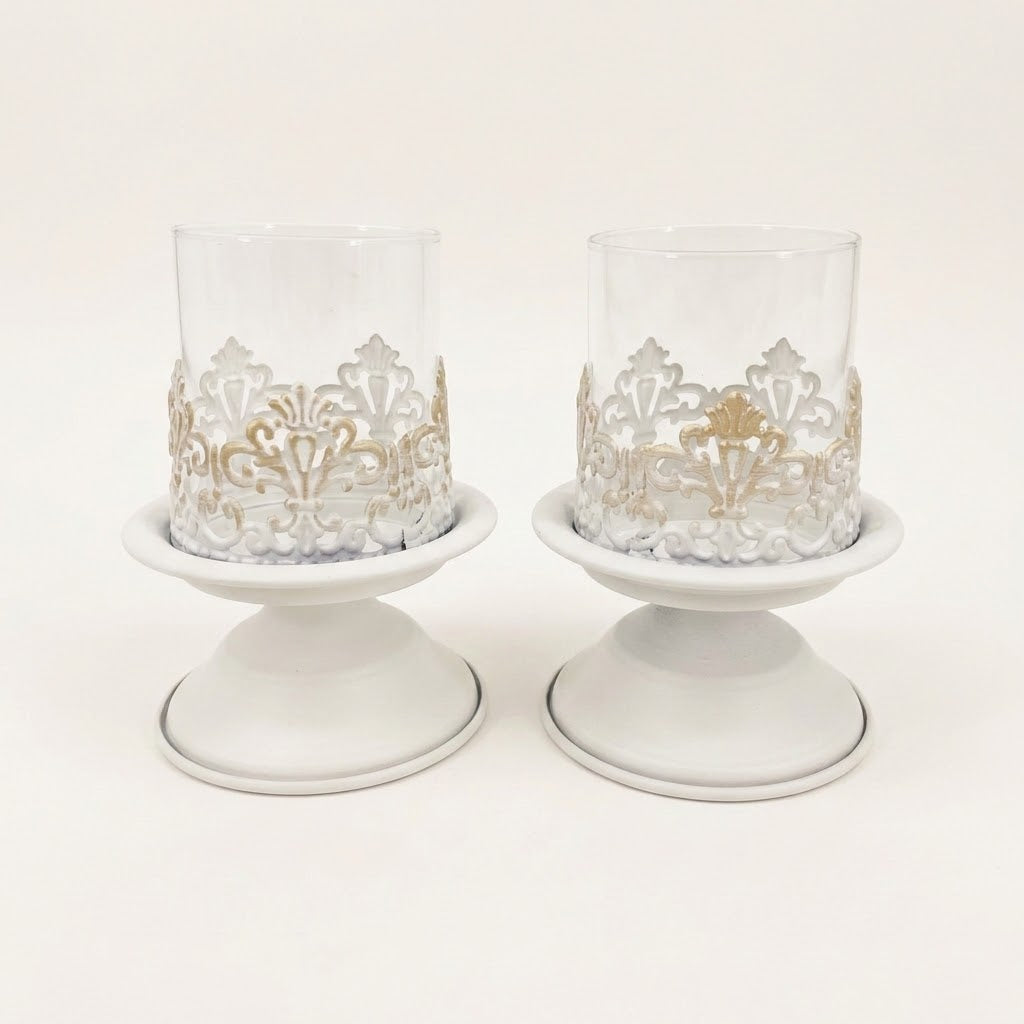 Anouk Pedestal Hurricane Candle Holder Set الصورة الرئيسية