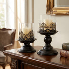 Anouk Pedestal Hurricane Candle Holder Set