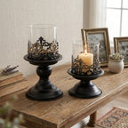 Anouk Pedestal Hurricane Candle Holder Set