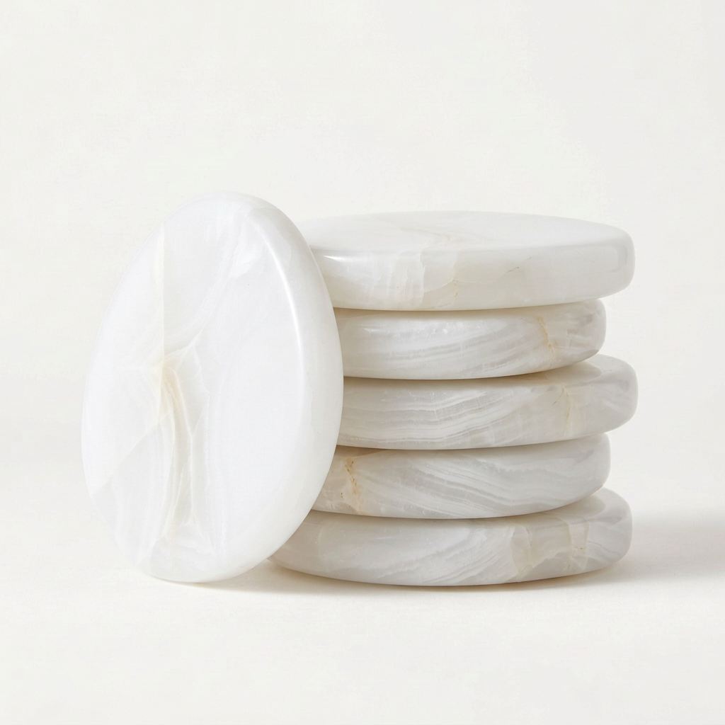 Pietra White Onyx Coaster Set