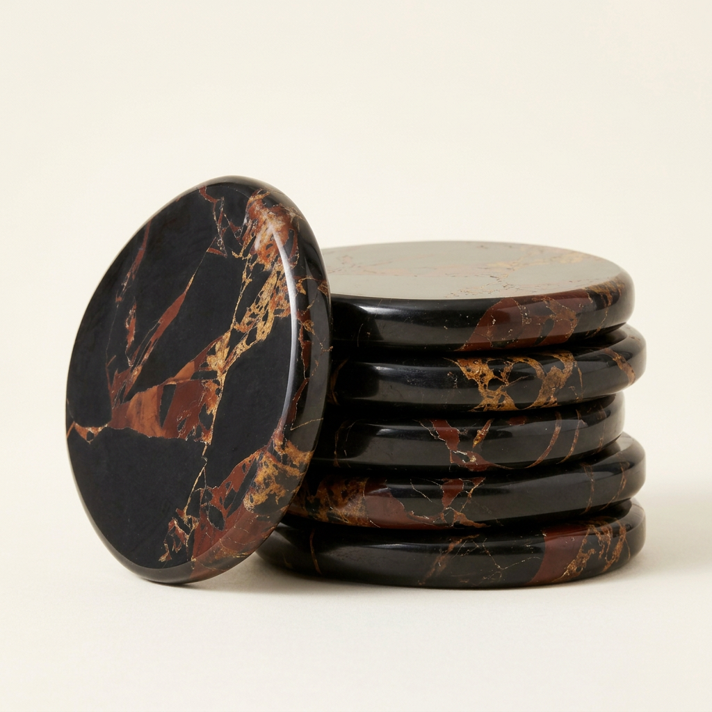 Pietra Nero Marble Coaster Set