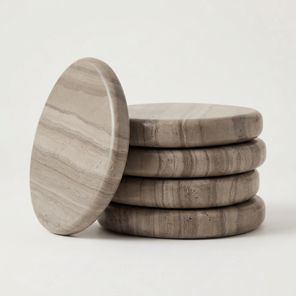 Pietra Walnut Travertine Coaster Set