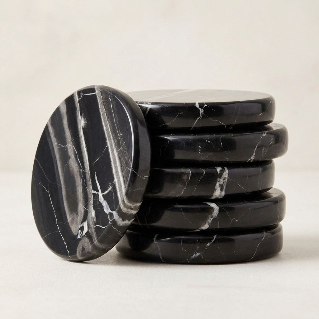 Pietra Black Onyx Coaster Set