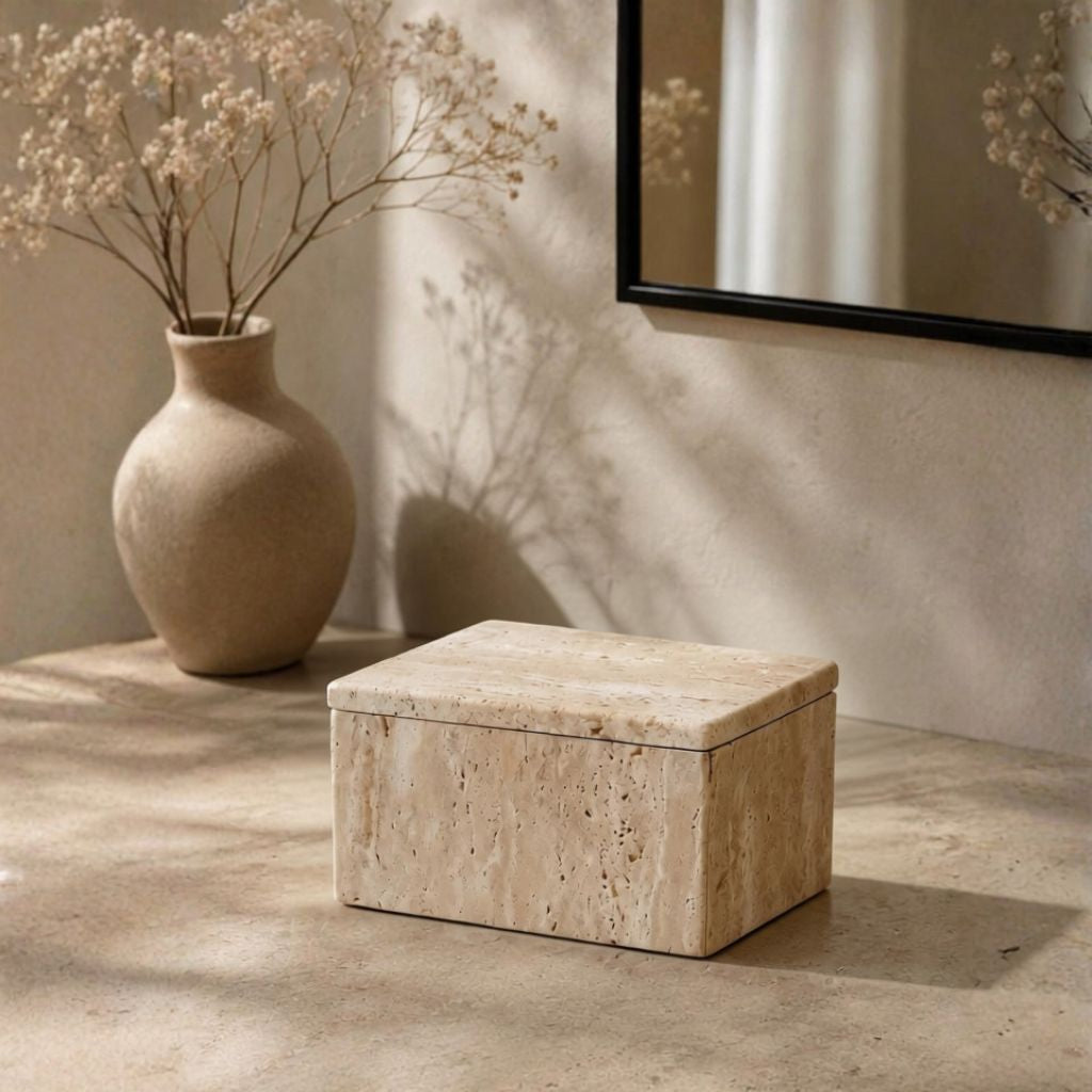 Brienne Travertine Lidded Box