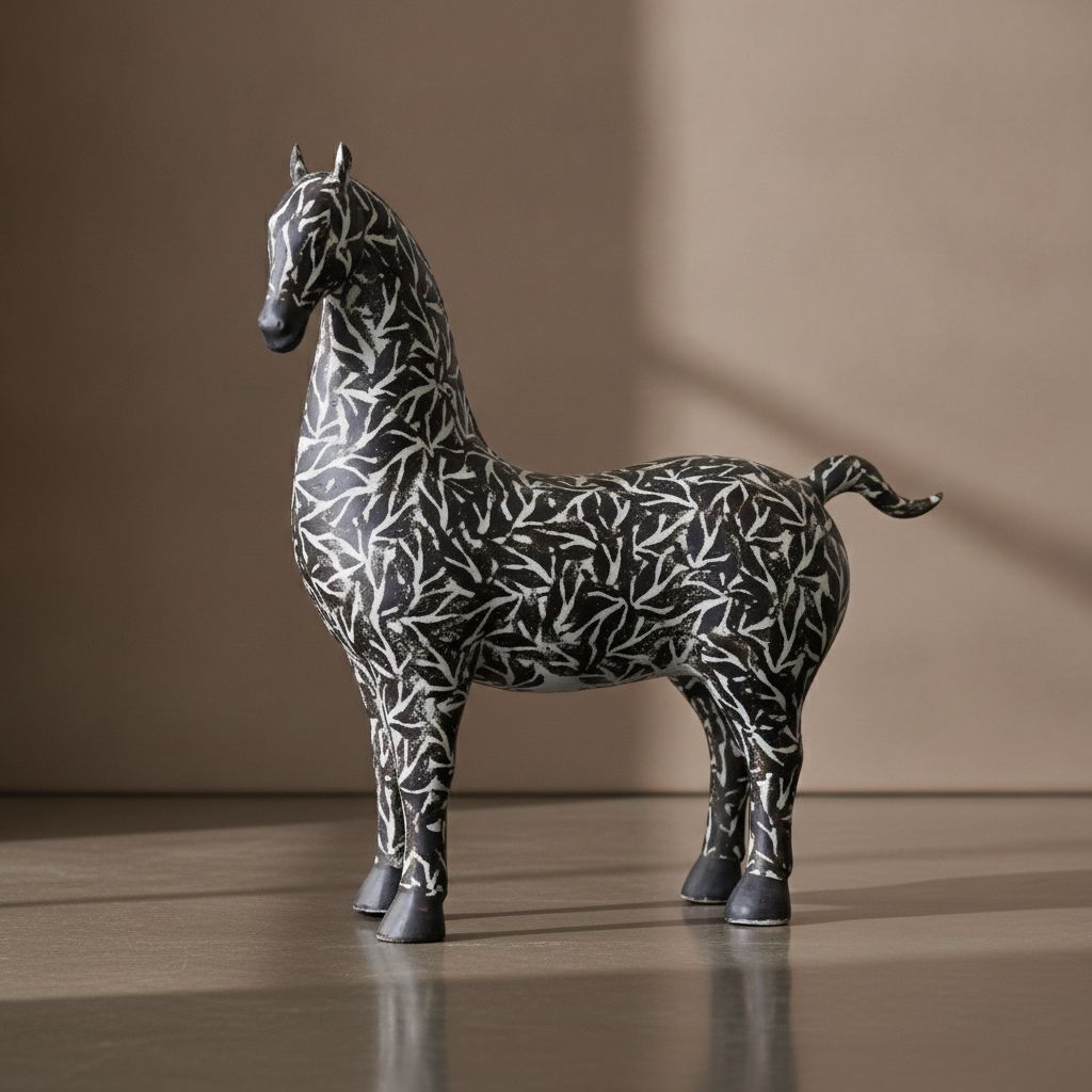 Pegasus Leaf Motif Horse Sculpture