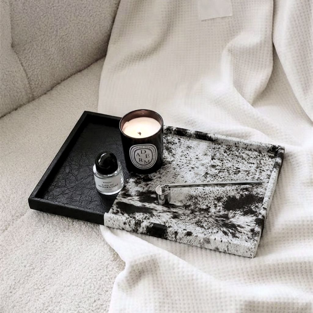 Equinox Textured Leather Spliced Catchall Tray