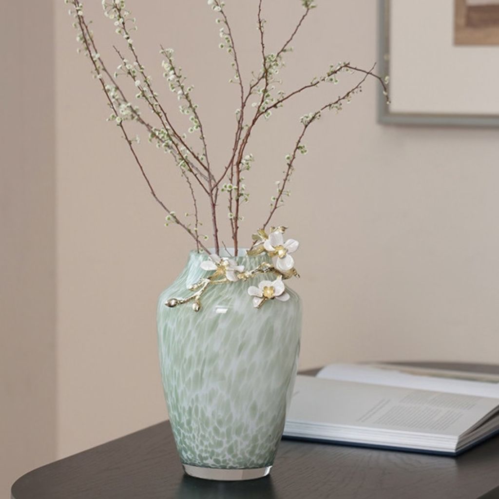 Jarrón de vidrio esmaltado con motivos florales Magnol