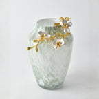 Jarrón de vidrio esmaltado con motivos florales Magnol