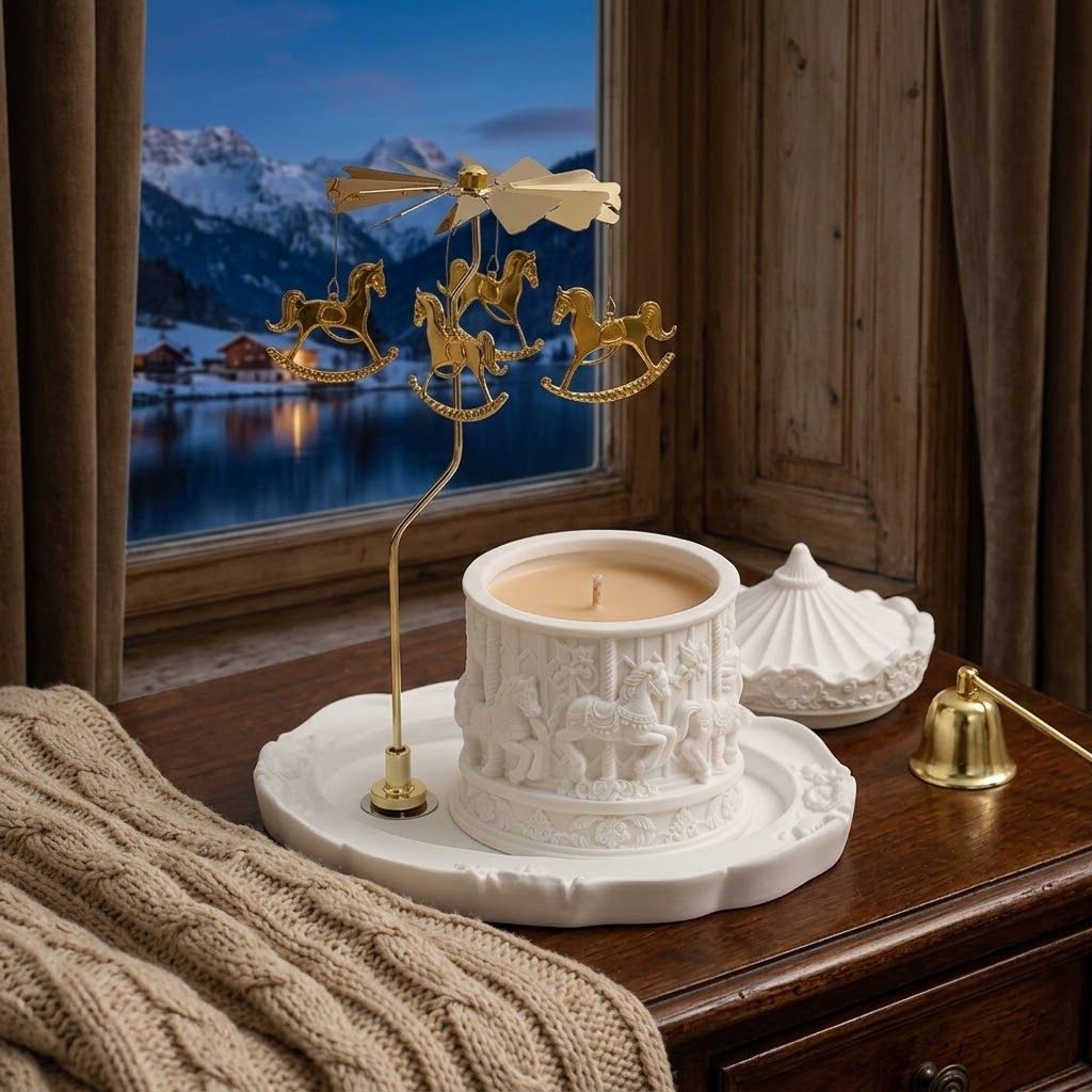Mélodia Cedar & Lily Scented Carousel Relief Spinning Candle