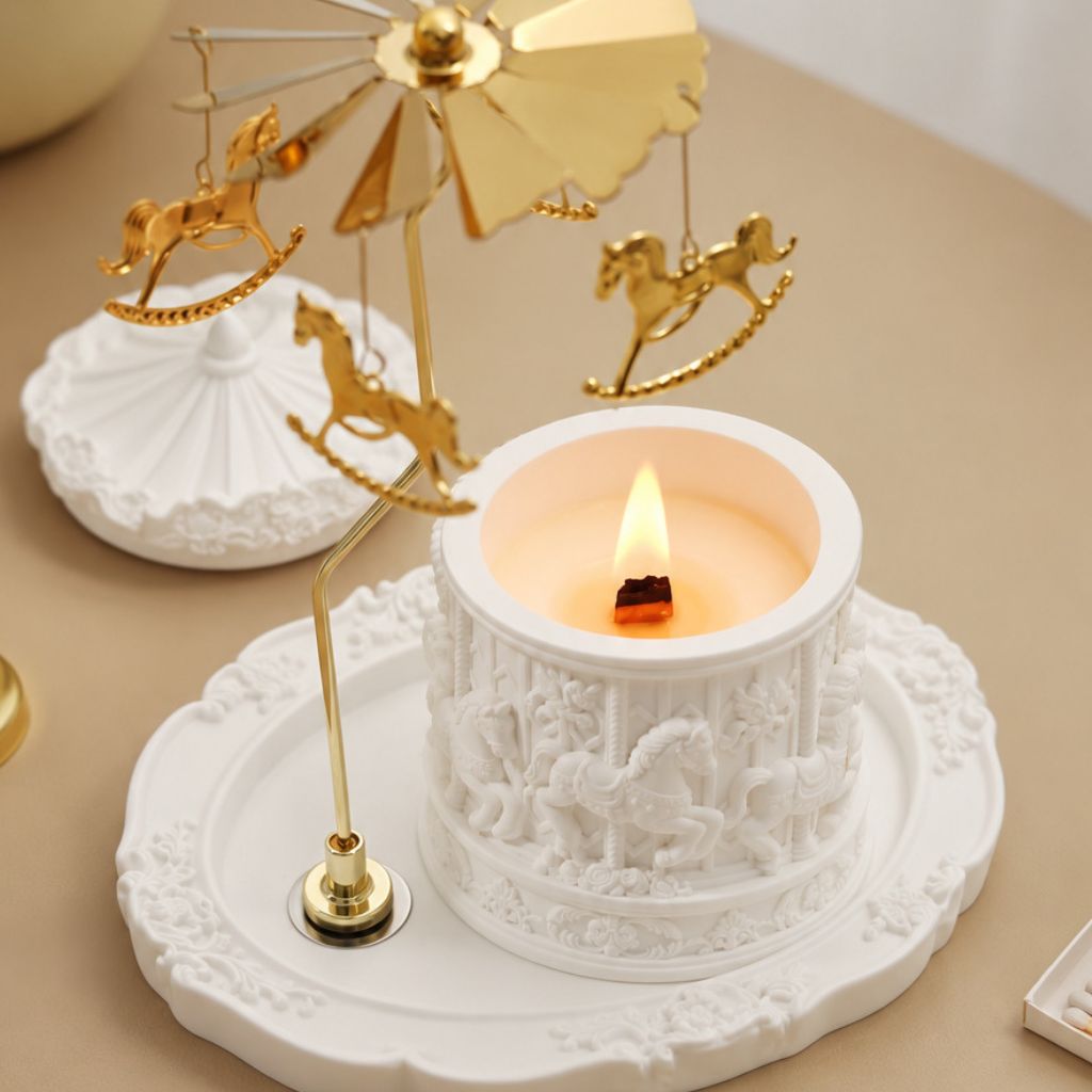 Mélodia Cedar & Lily Scented Carousel Relief Spinning Candle