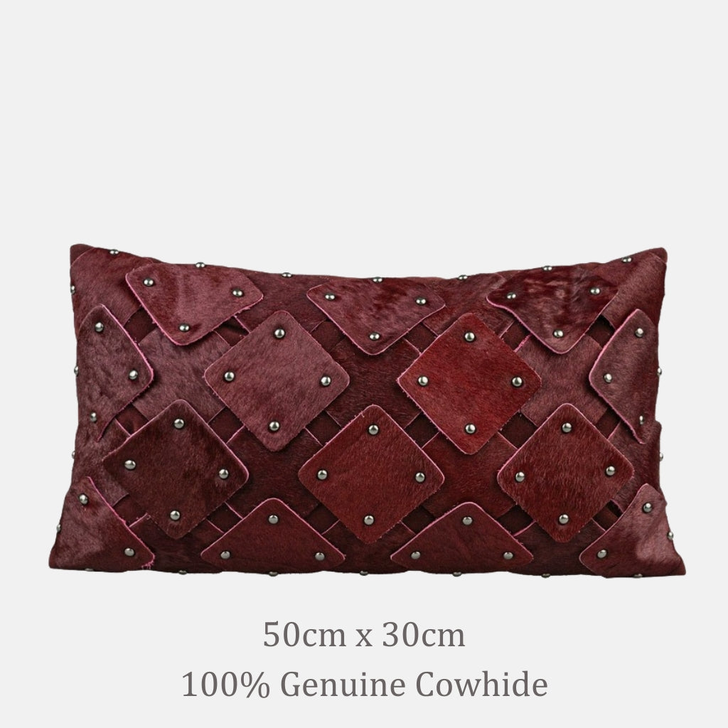 Branca Studded Cowhide Throw Pillow