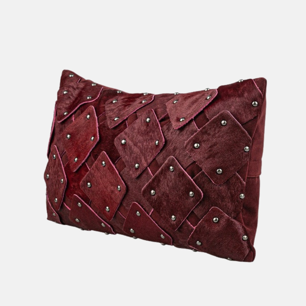 Branca Studded Cowhide Throw Pillow