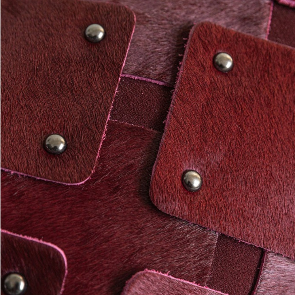 Branca Studded Cowhide Throw Pillow