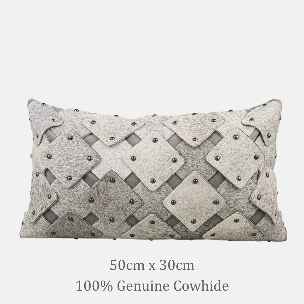Branca Studded Cowhide Throw Pillow Main image