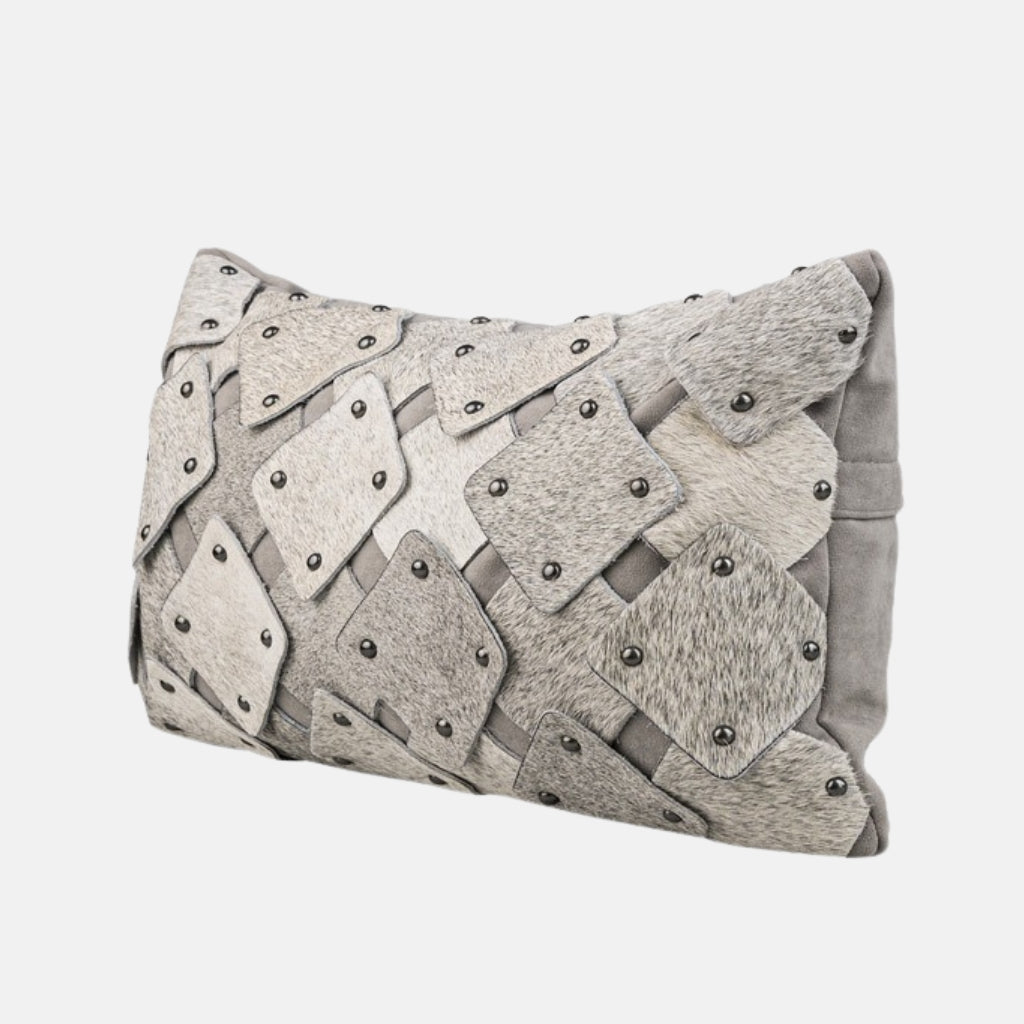 Branca Studded Cowhide Throw Pillow