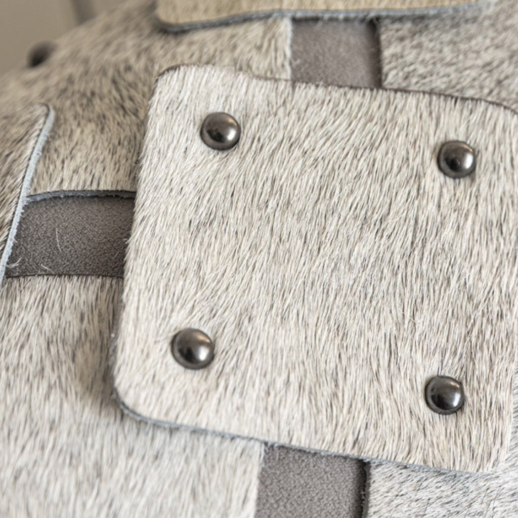 Branca Studded Cowhide Throw Pillow