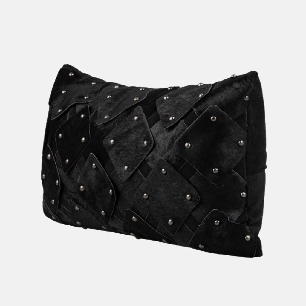 Branca Studded Cowhide Throw Pillow