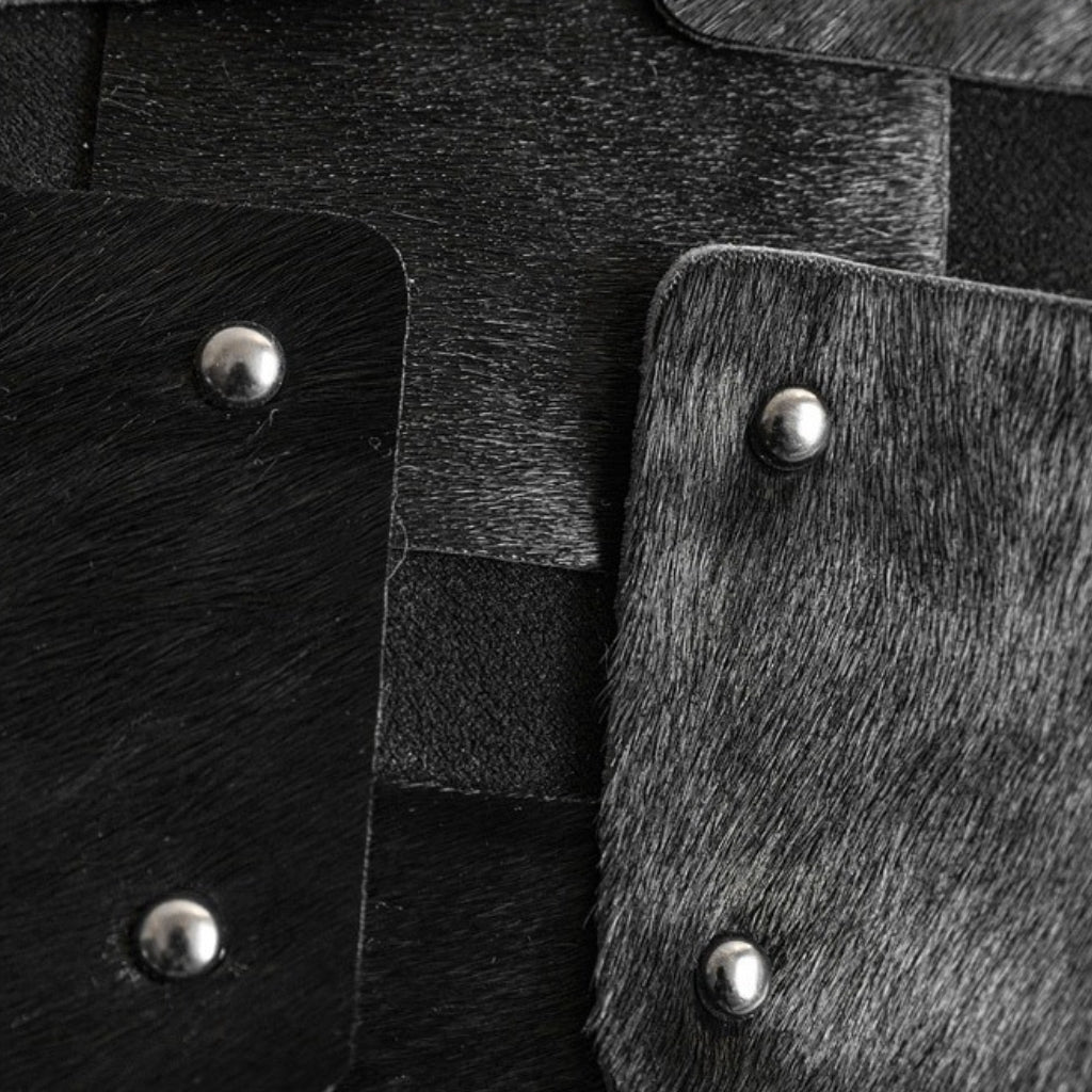 Branca Studded Cowhide Throw Pillow