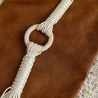Tresca Leather & Macrame Throw Pillow