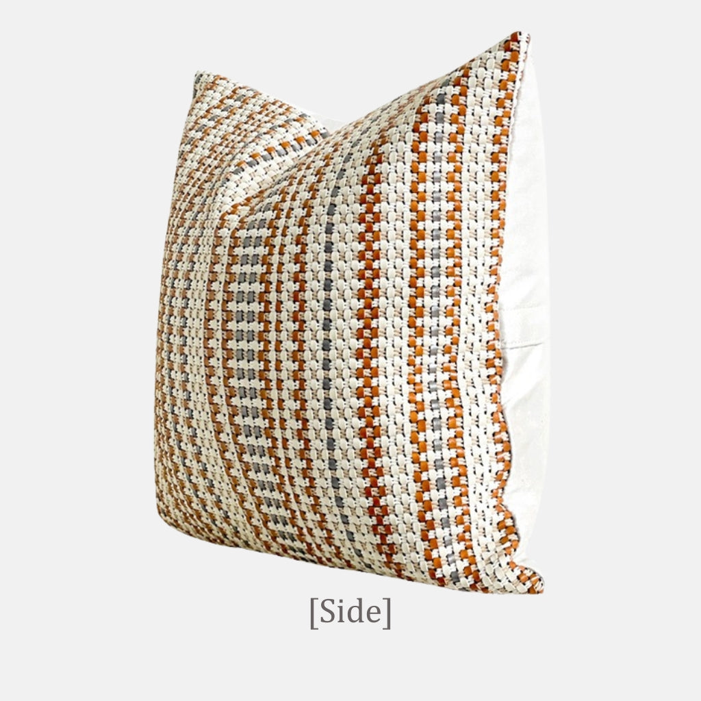 Cordova Woven Faux-Leather Throw Pillow