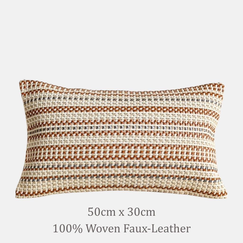 Cordova Woven Faux-Leather Throw Pillow