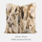 Fauve Mottled Fox Fur Throw Pillow