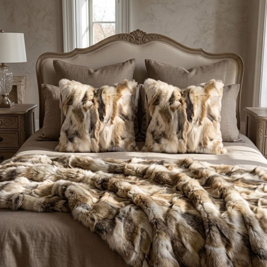 Fauve Rabbit Fur Throw Blanket