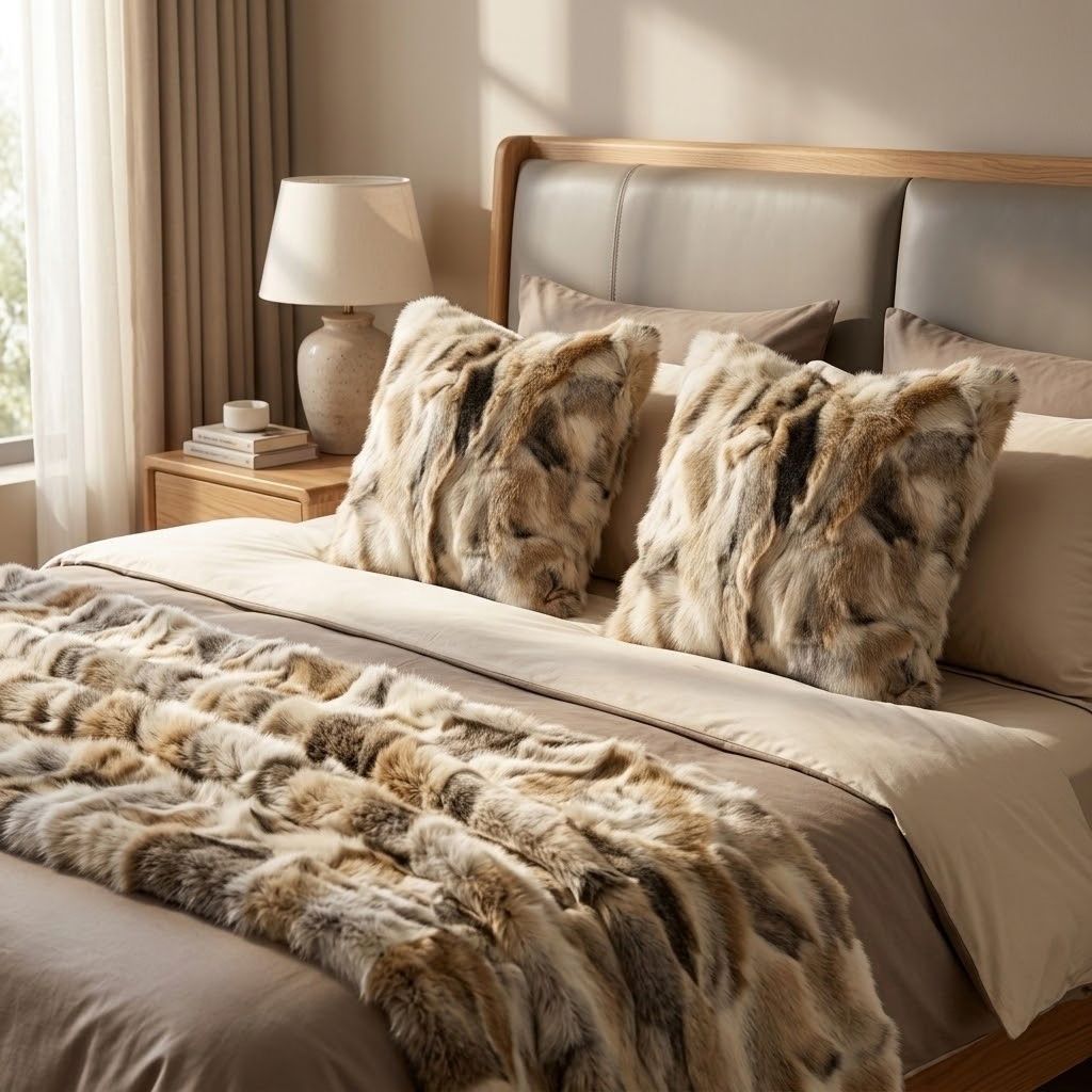 Fauve Rabbit Fur Throw Blanket
