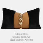 Ebène Fur & Leather Beaded Throw Pillow