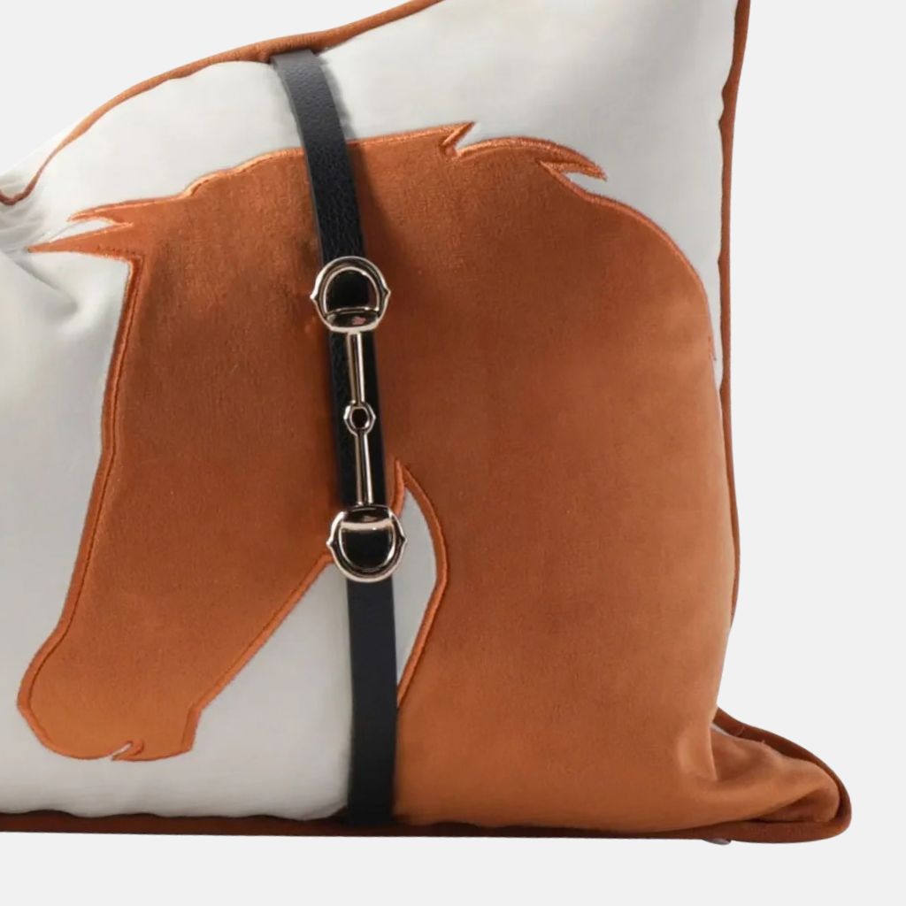 Hollis Equestrian Motif Belted Throw Pillow