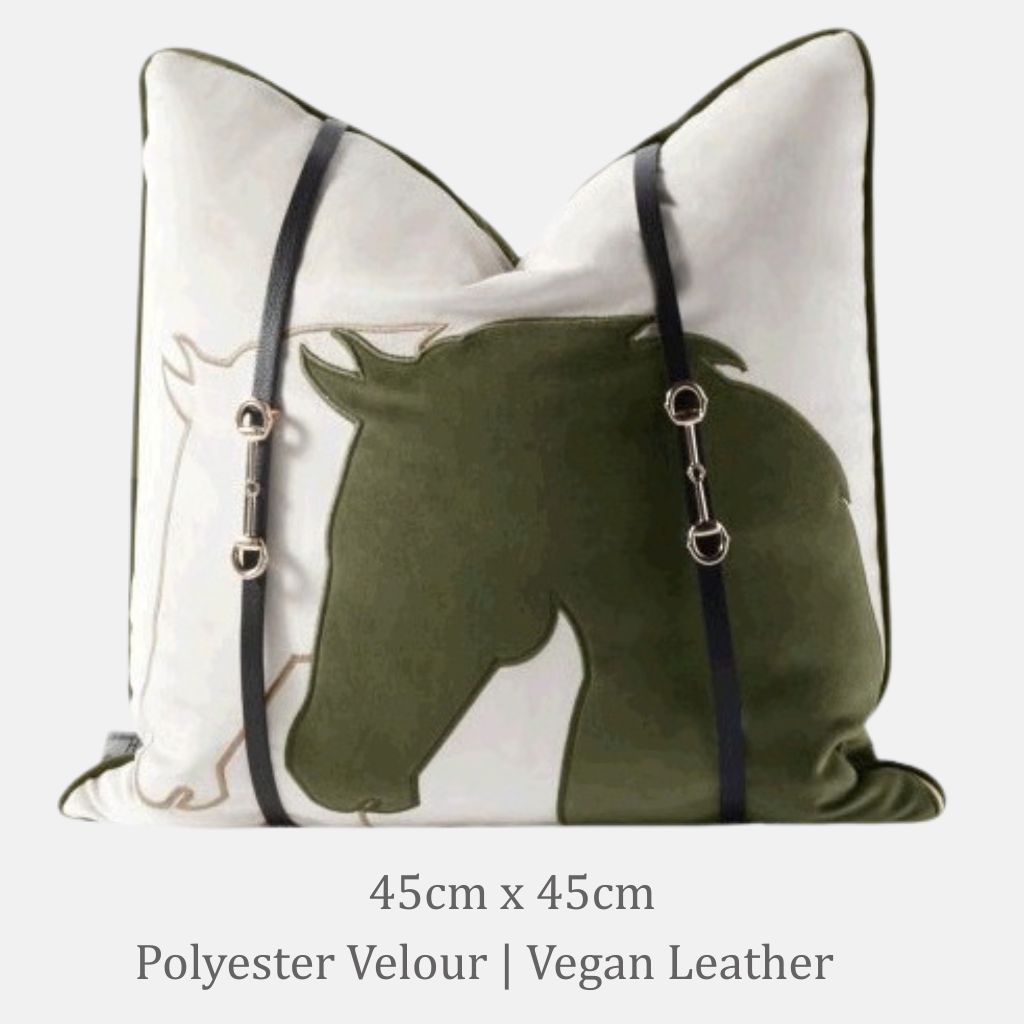 Hollis Equestrian Motif Belted Throw Pillow