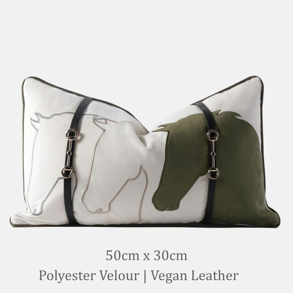 Hollis Equestrian Motif Belted Throw Pillow