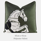 Hollis Equestrian Motif Velvet Throw Pillow